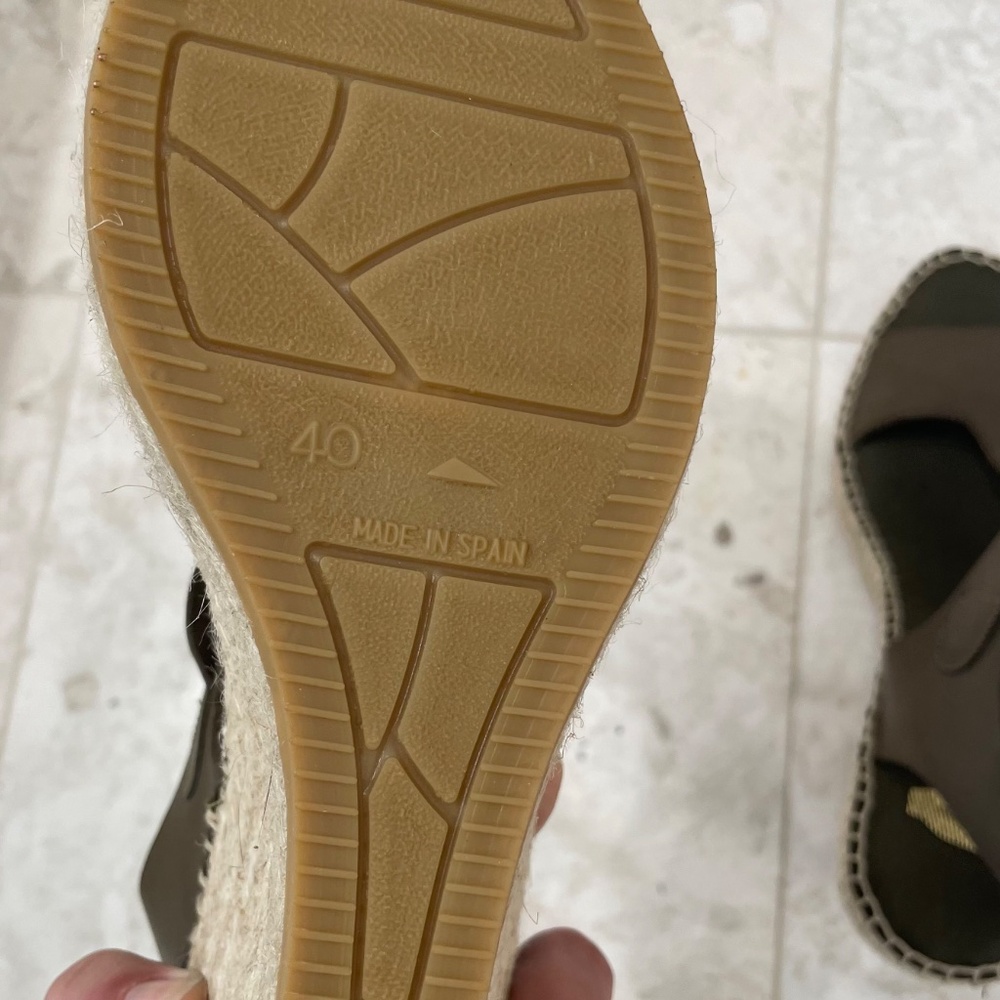 PASEART {40} Wedge Espadrilles Platform Leather Olive / Army Green NWOT - Picture 8 of 9